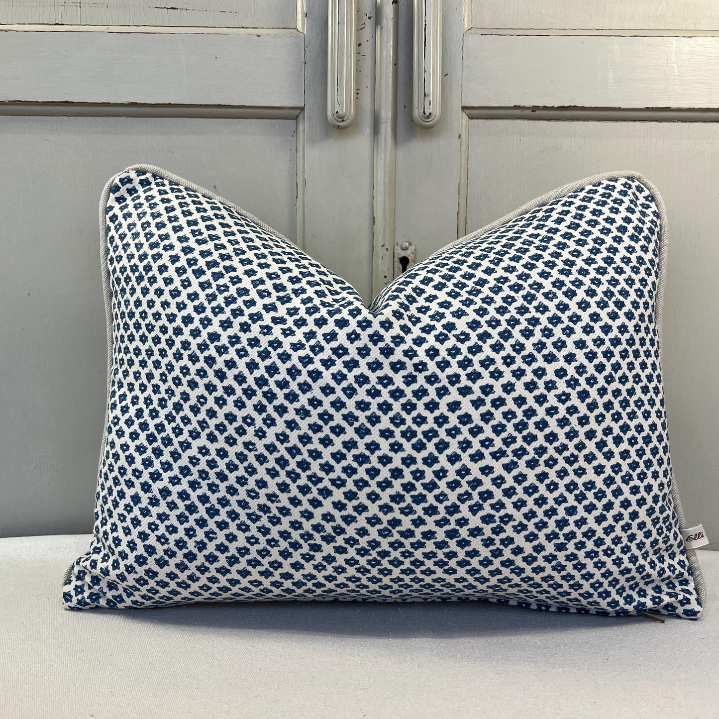 Cushions Made In Fermoie Marden Luxury Designer Decorative Blue Cream Cotton Cushion Pillow Throw Cover