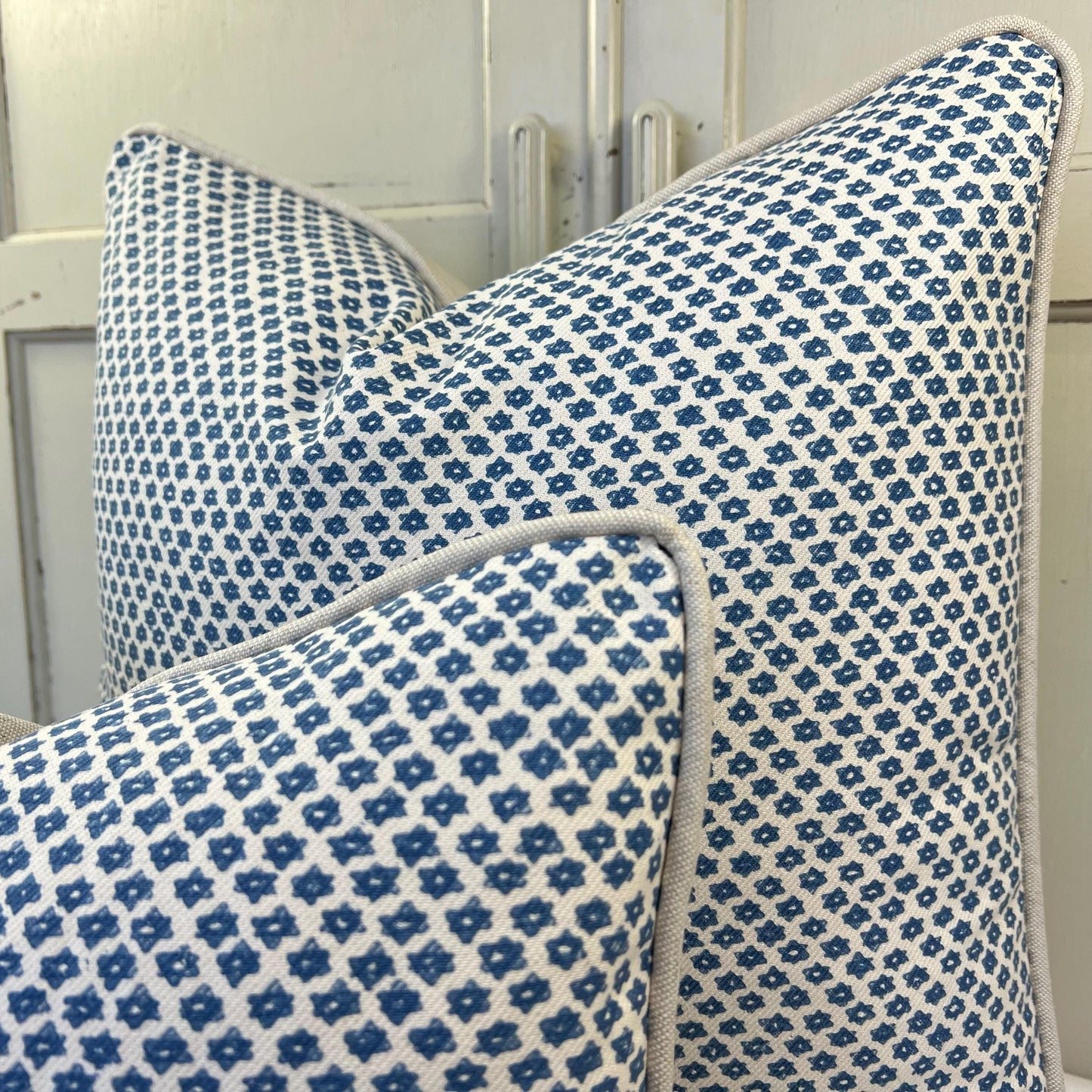 Cushions Made In Fermoie Marden Luxury Designer Decorative Blue Cream Cotton Cushion Pillow Throw Cover