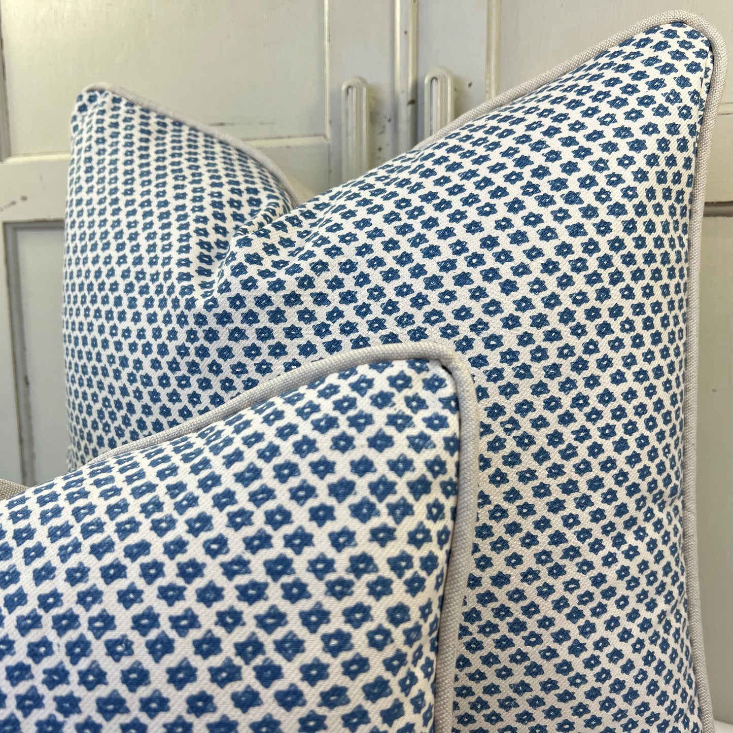 Cushions Made In Fermoie Marden Luxury Designer Decorative Blue Cream Cotton Cushion Pillow Throw Cover