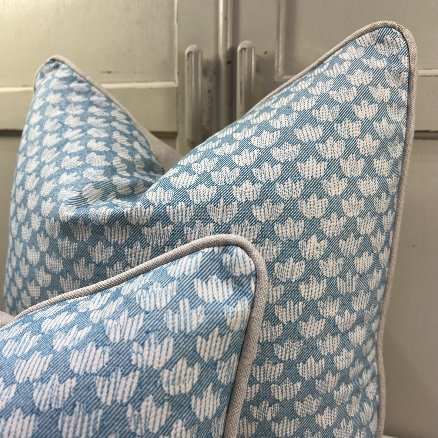 Cushions Made In Fermoie Eythorne Luxury Designer Decorative Blue Neutral Cotton Cushion Pillow Throw Cover