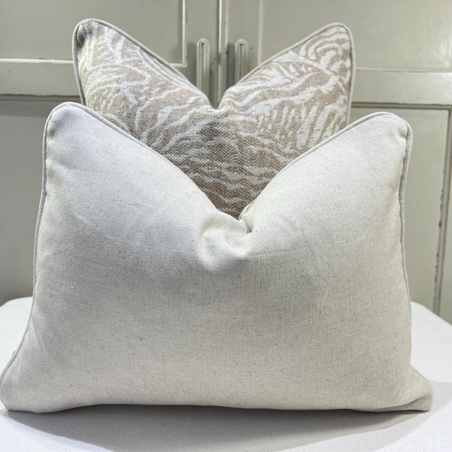 Cushions Made In Fermoie Savernake Linen Luxury Designer Decorative Pale Beige Cushion Pillow Throw Cover
