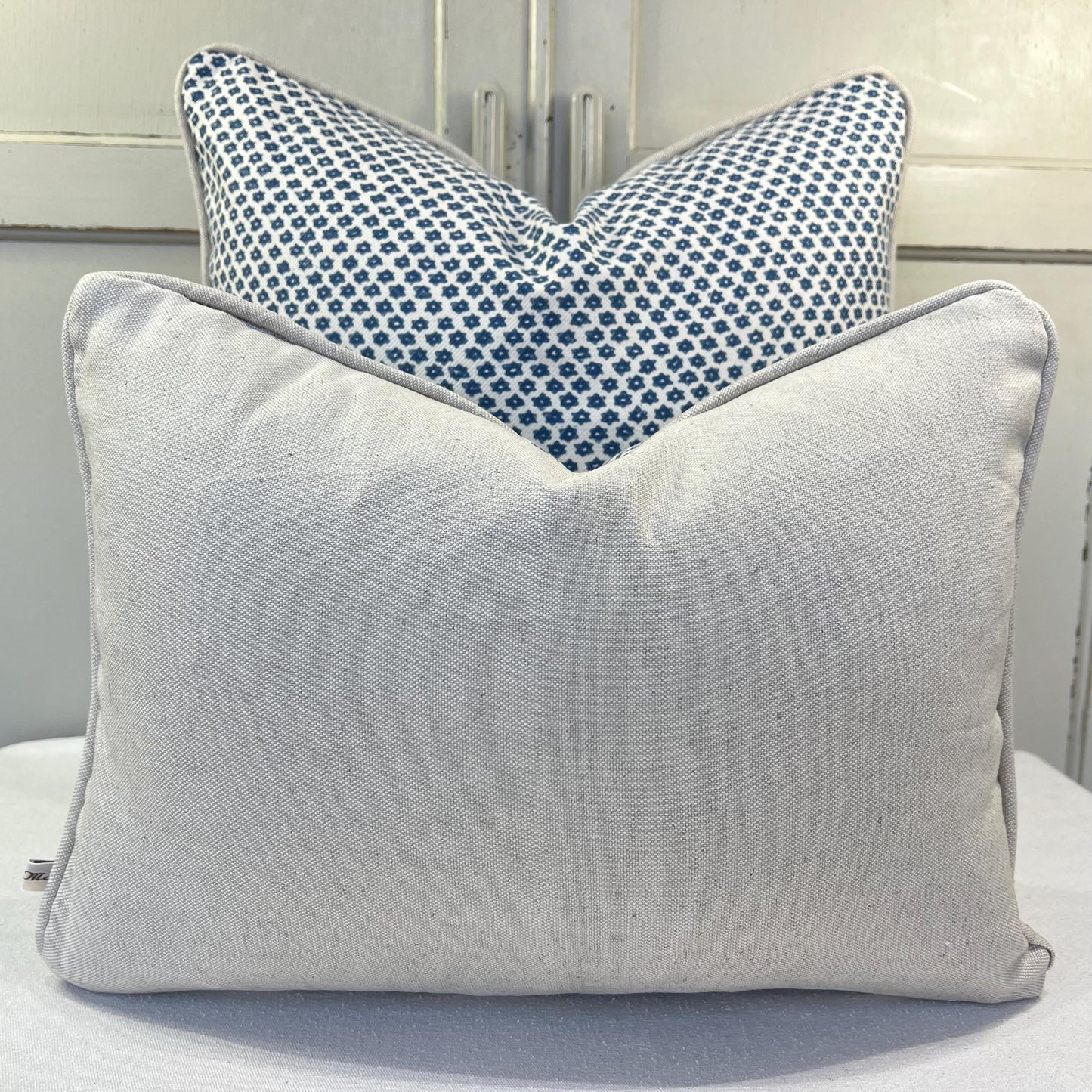 Cushions Made In Fermoie Marden Luxury Designer Decorative Blue Cream Cotton Cushion Pillow Throw Cover