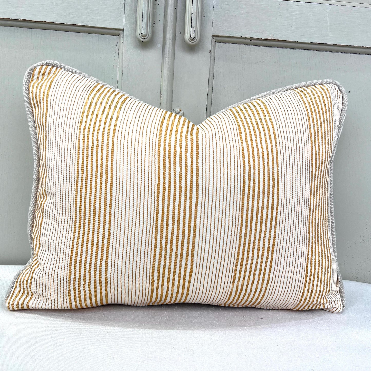 Cushions Made In Fermoie Luxury Designer Yellow Ticking Neutral Cotton Cushion Pillow Throw Cover