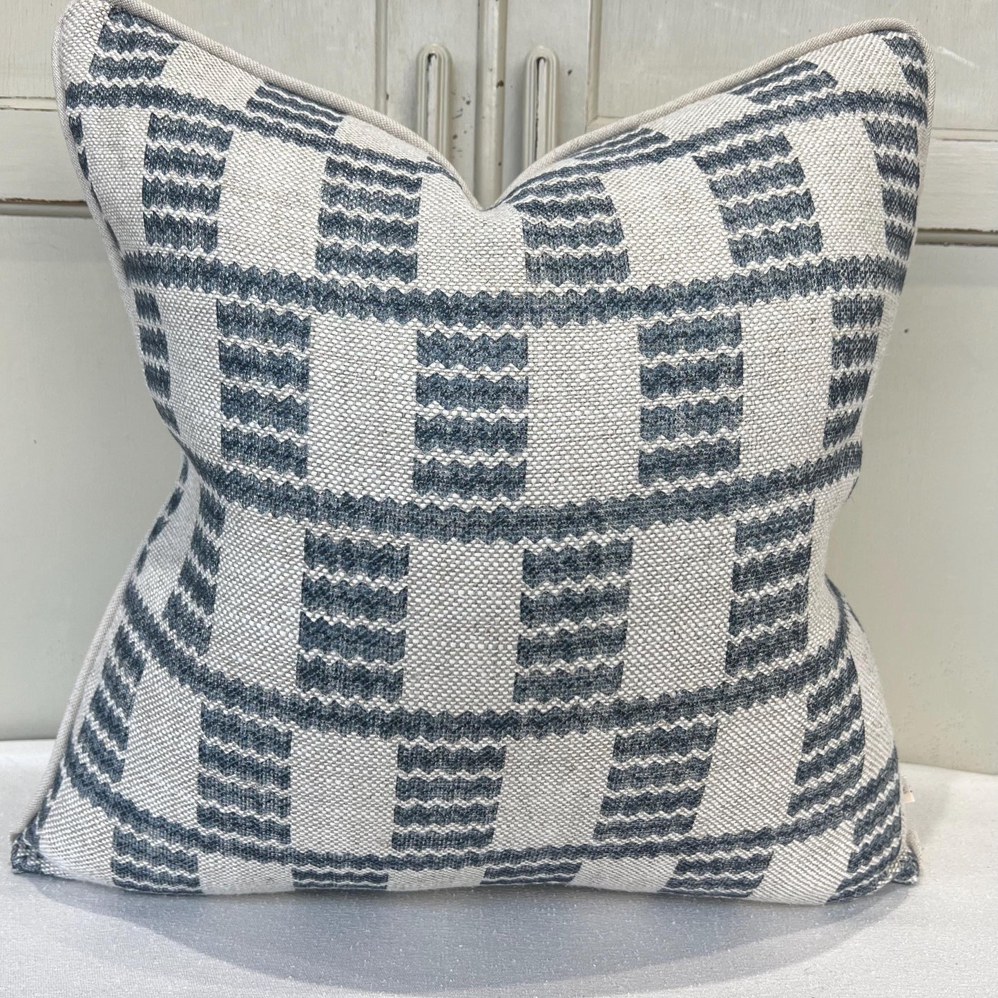 Cushions Made In Fermoie Cove Linen Luxury Designer Decorative Mid Blue Neutral Cushion Pillow Throw Cover