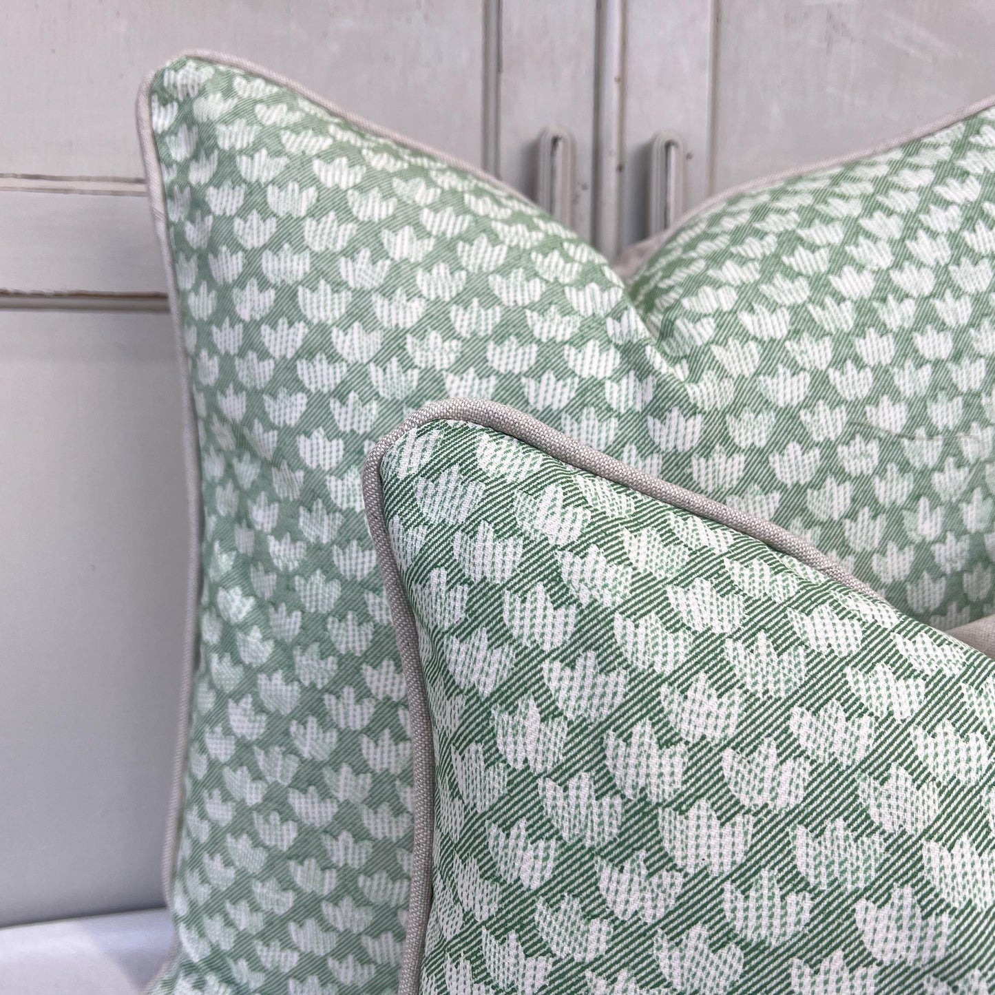 Cushions Made In Fermoie Eythorne Luxury Green Neutral Cotton Cushion Pillow Throw Cover