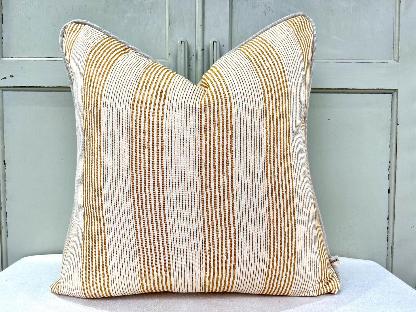 Cushions Made In Fermoie Luxury Designer Yellow Ticking Neutral Cotton Cushion Pillow Throw Cover