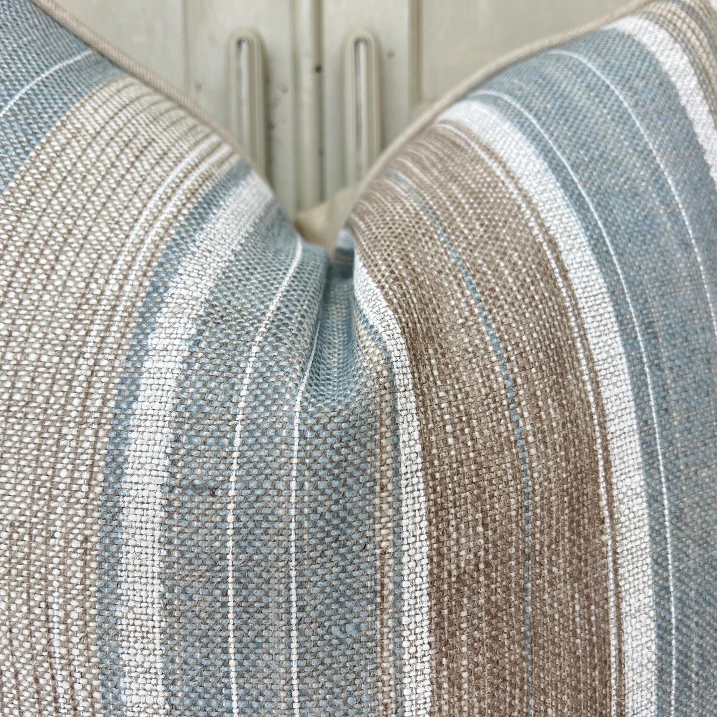 Cushions Made In Fermoie Luxury Designer Carskiey Broad Stripe Beige Blue Cushion Pillow Throw Cover