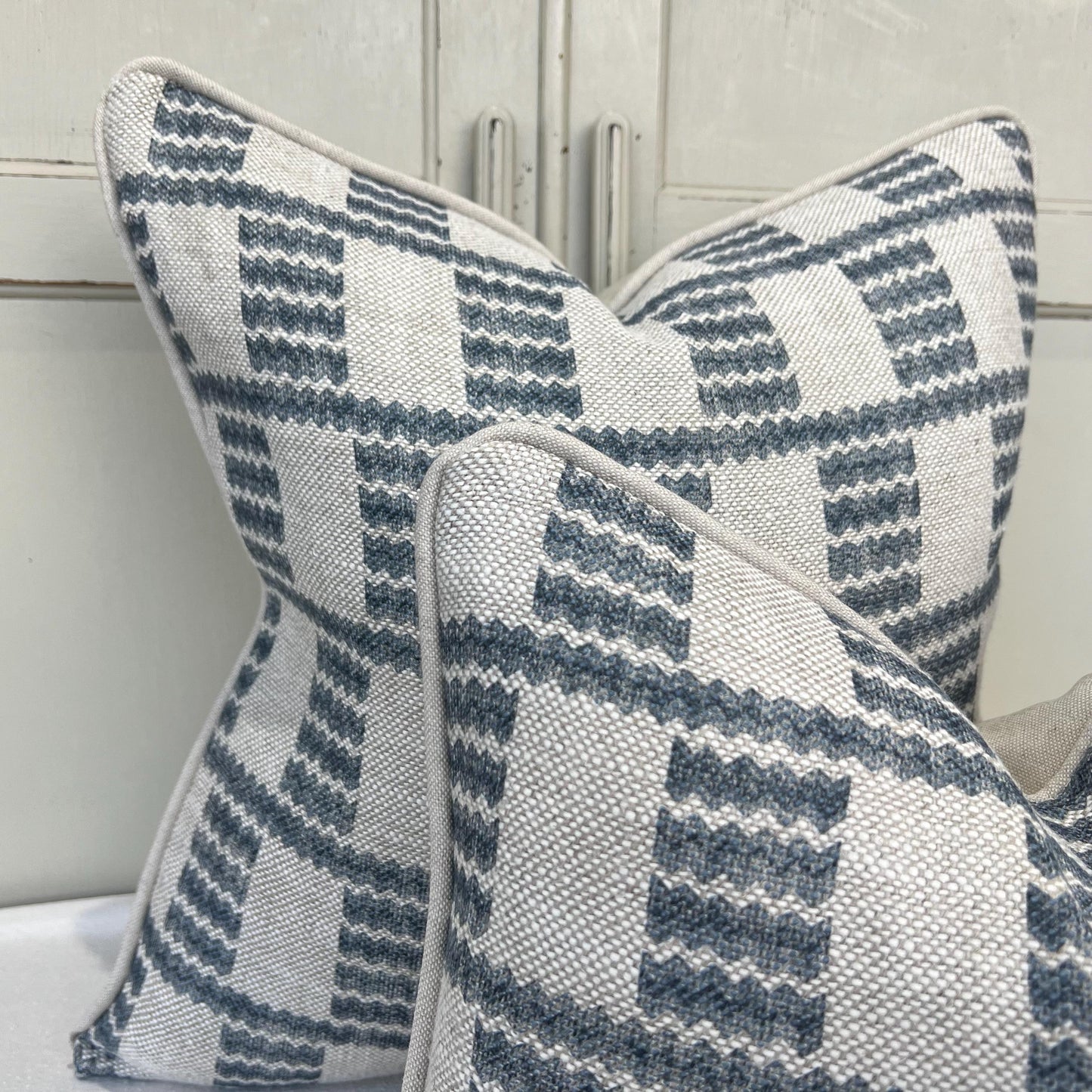 Cushions Made In Fermoie Cove Linen Luxury Designer Decorative Mid Blue Neutral Cushion Pillow Throw Cover