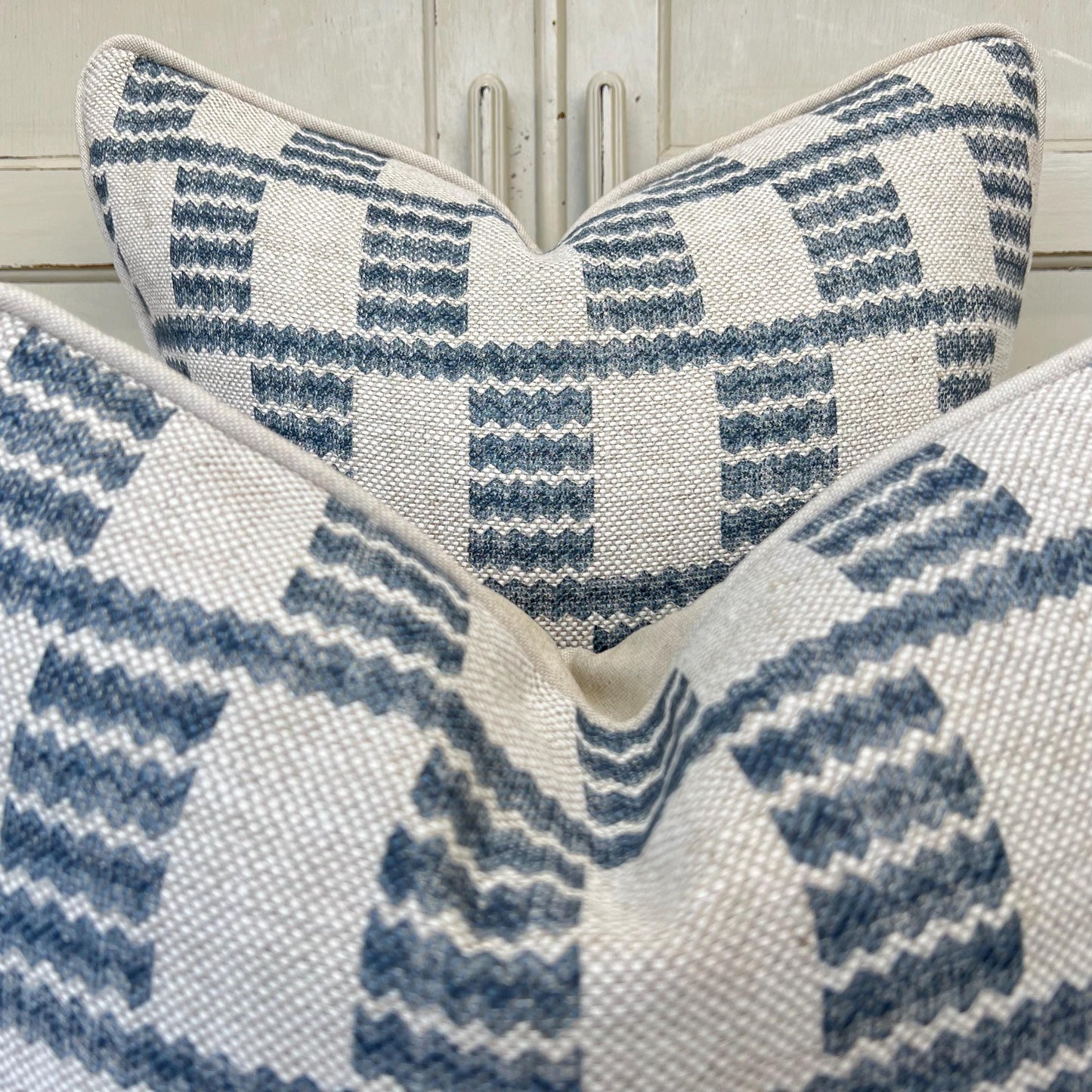 Cushions Made In Fermoie Cove Linen Luxury Designer Decorative Mid Blue Neutral Cushion Pillow Throw Cover