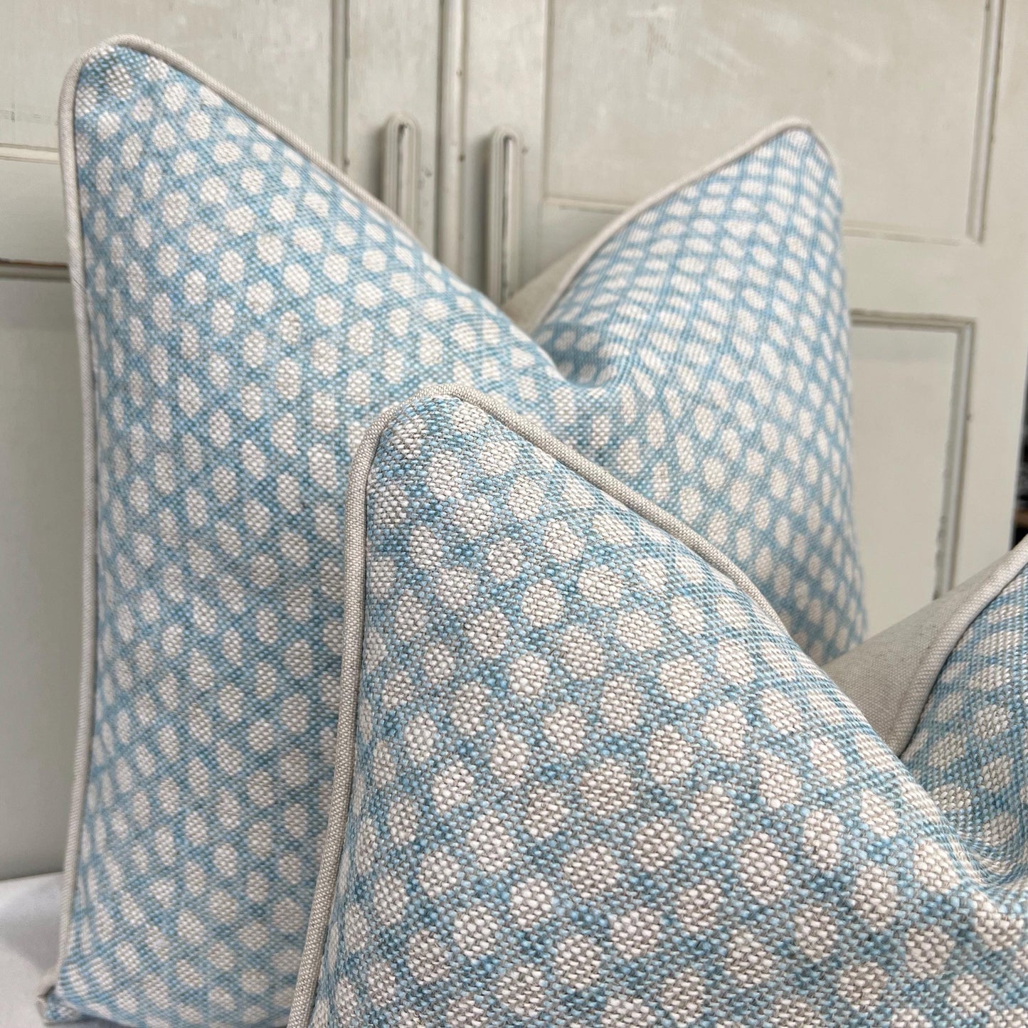Cushions Made In Fermoie Wicker Luxury Designer Decorative Pale Blue Cotton Cushion Pillow Throw Cover