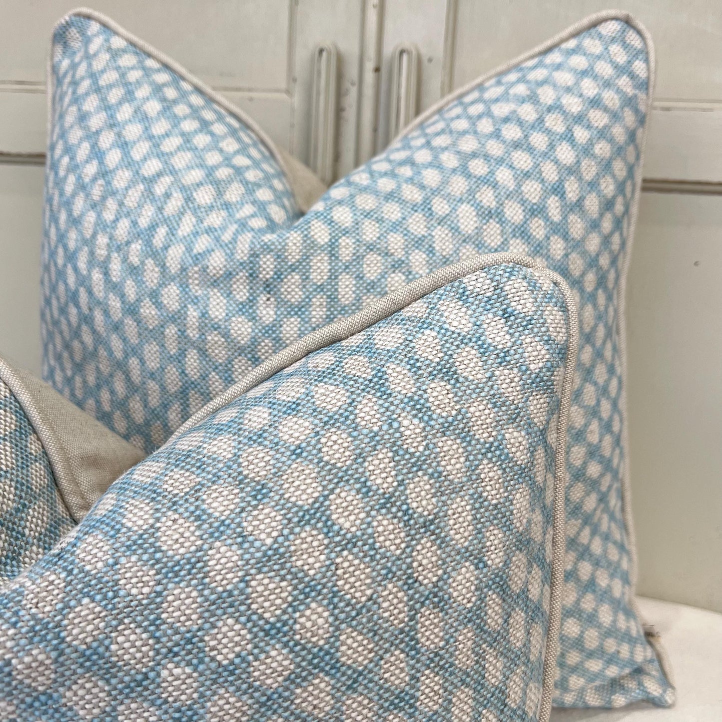 Cushions Made In Fermoie Wicker Luxury Designer Decorative Pale Blue Cotton Cushion Pillow Throw Cover