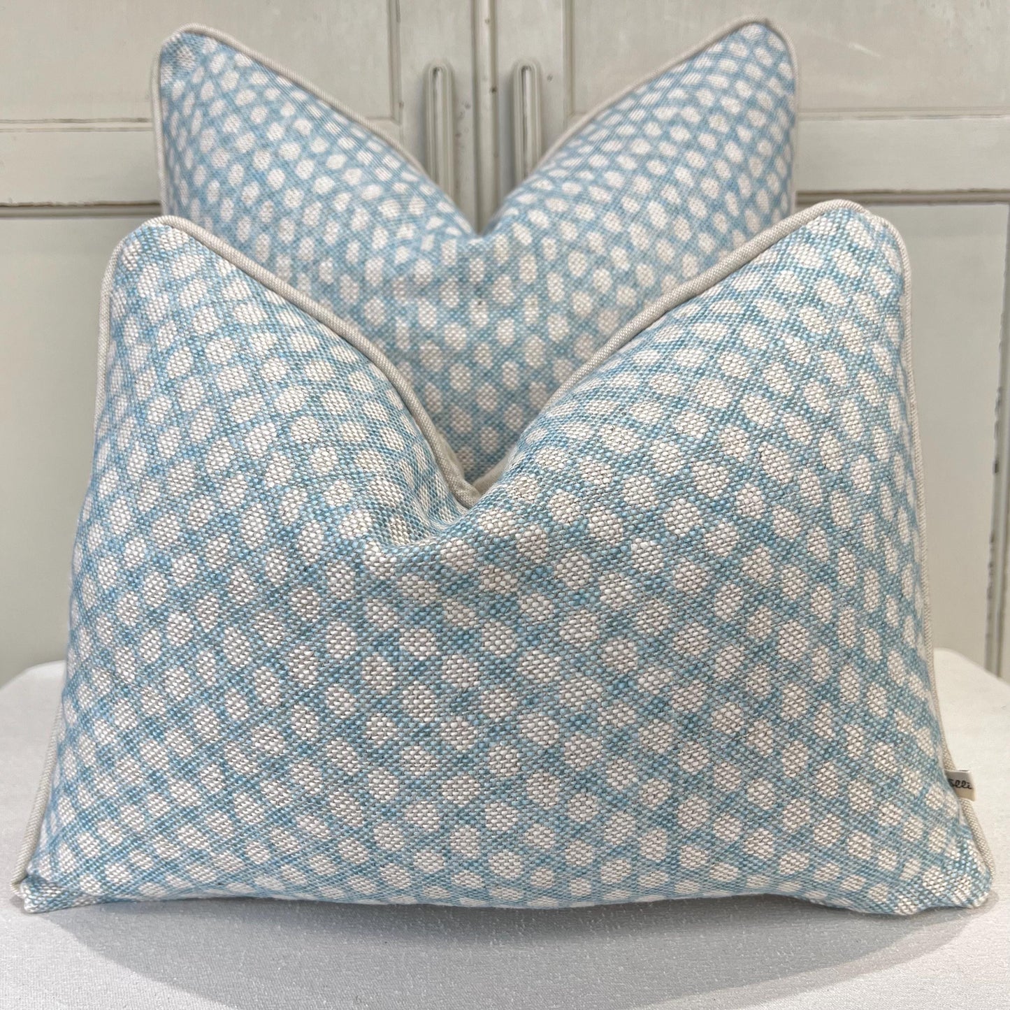Cushions Made In Fermoie Wicker Luxury Designer Decorative Pale Blue Cotton Cushion Pillow Throw Cover