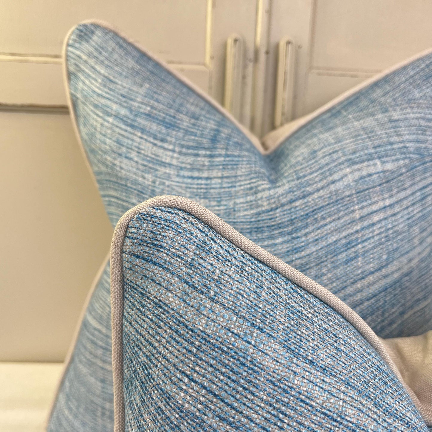 Cushions Made In Fermoie Wave Luxury Designer Decorative Rich Blue Linen Cushion Pillow Throw Cover.