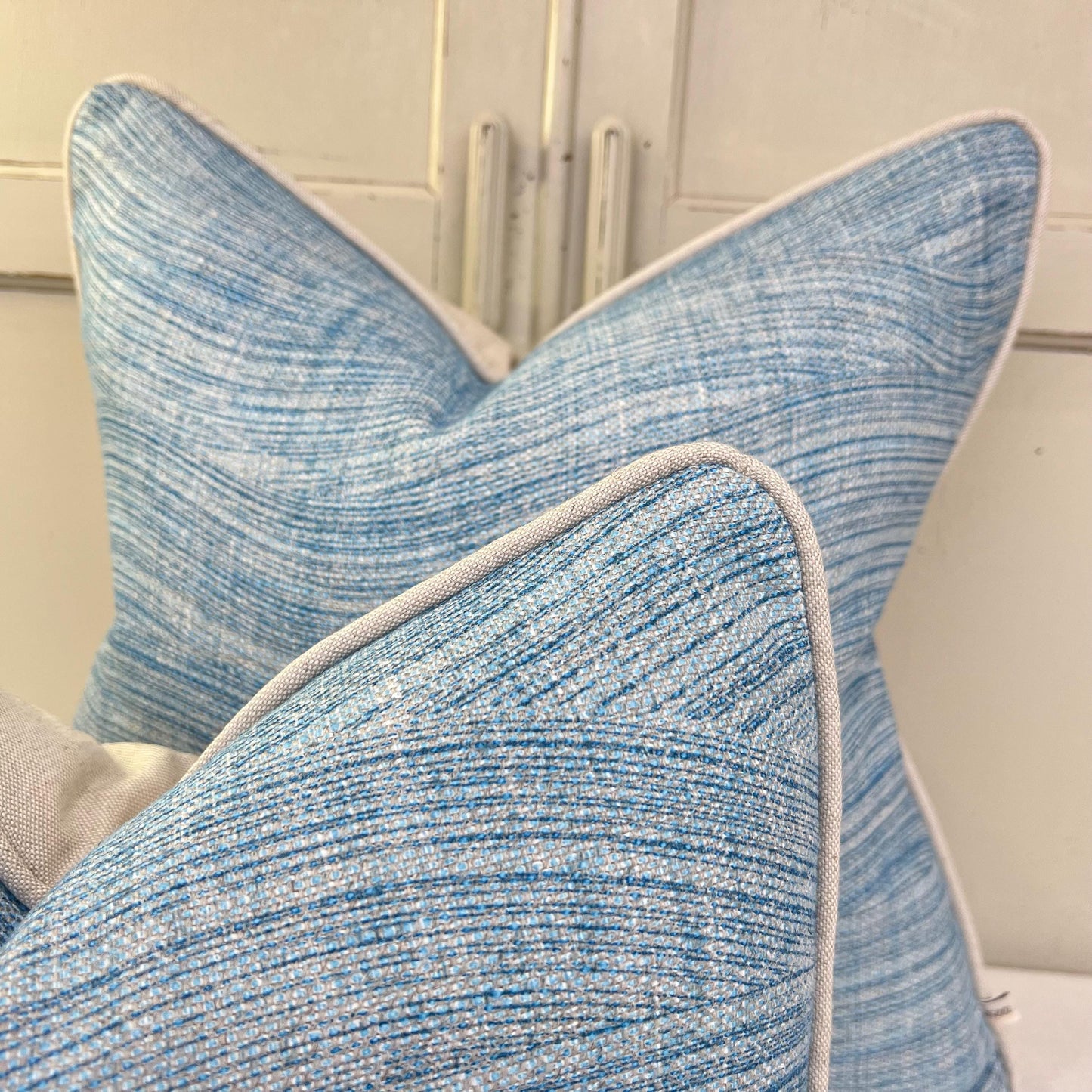 Cushions Made In Fermoie Wave Luxury Designer Decorative Rich Blue Linen Cushion Pillow Throw Cover.