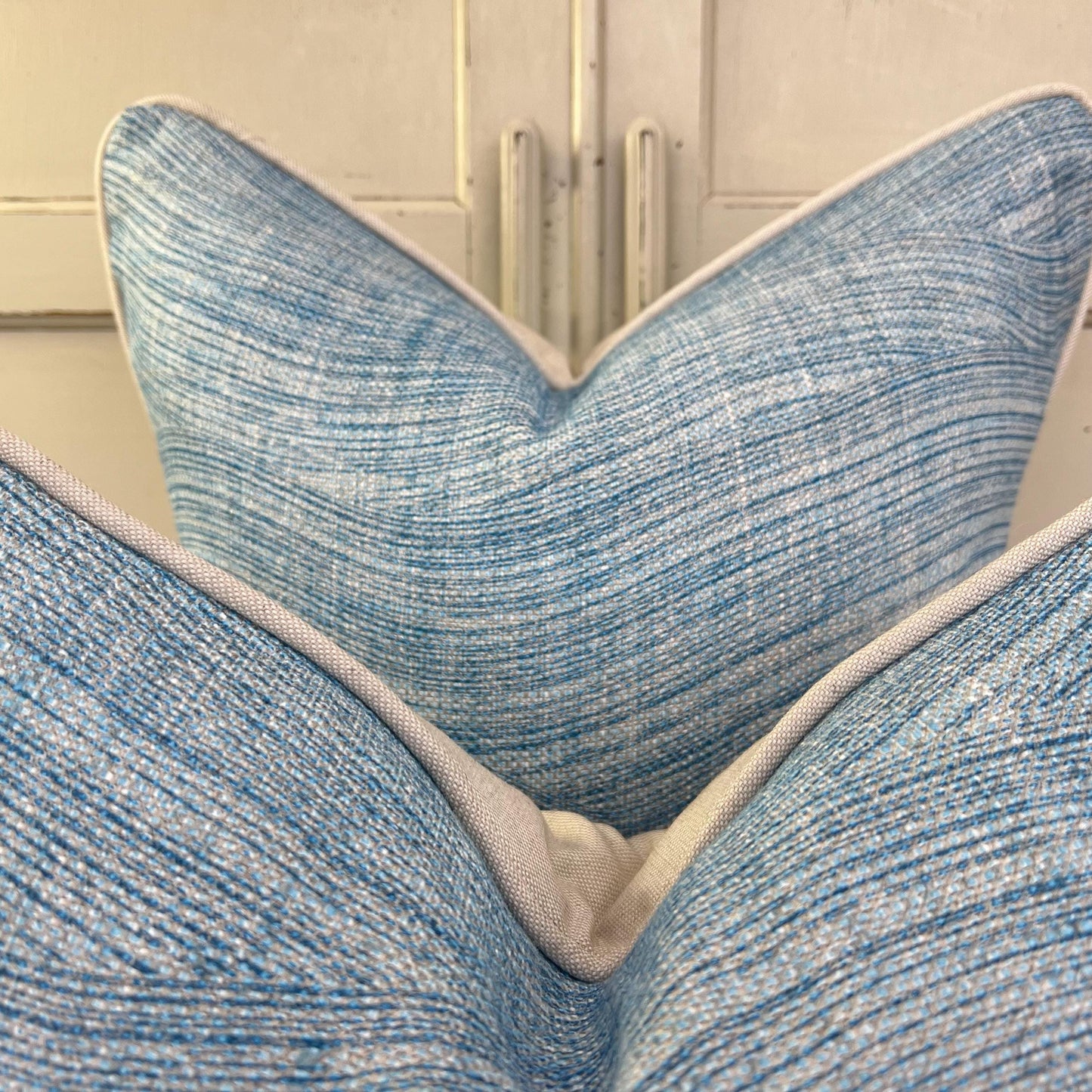 Cushions Made In Fermoie Wave Luxury Designer Decorative Rich Blue Linen Cushion Pillow Throw Cover.