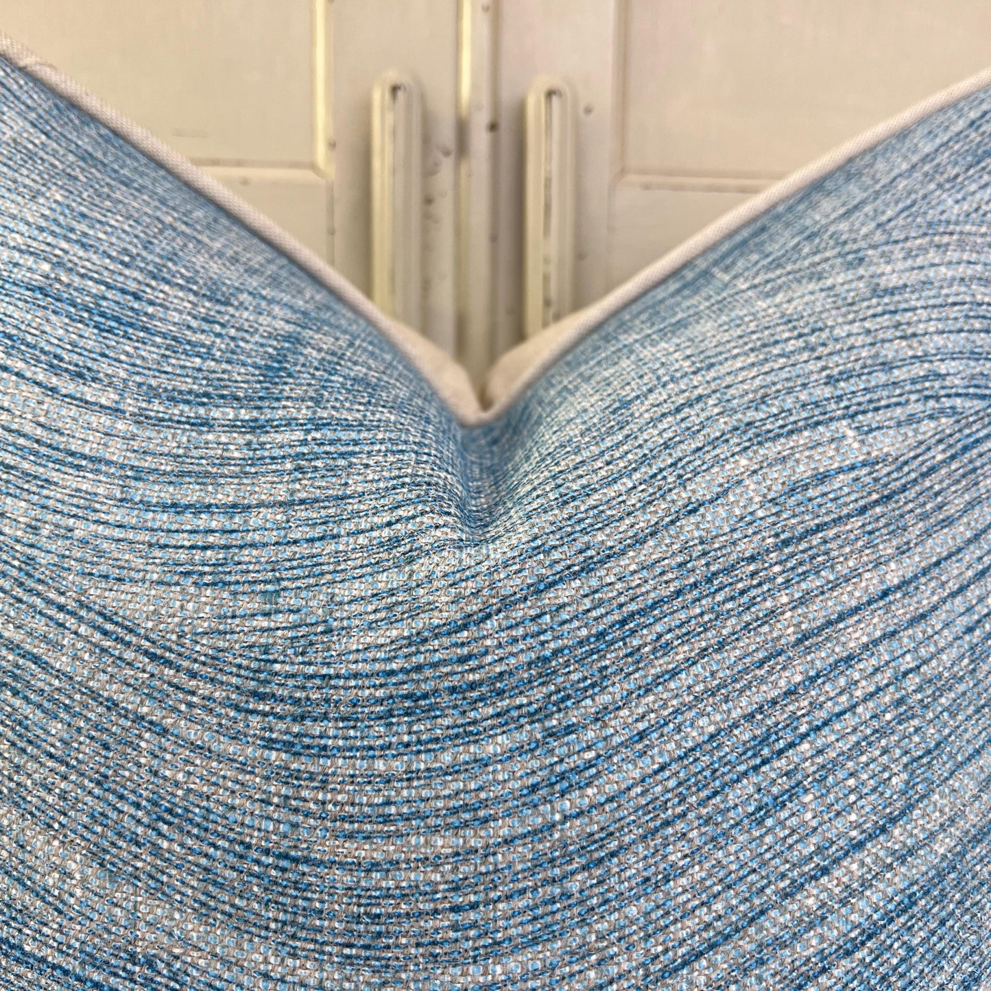 Cushions Made In Fermoie Wave Luxury Designer Decorative Rich Blue Linen Cushion Pillow Throw Cover.