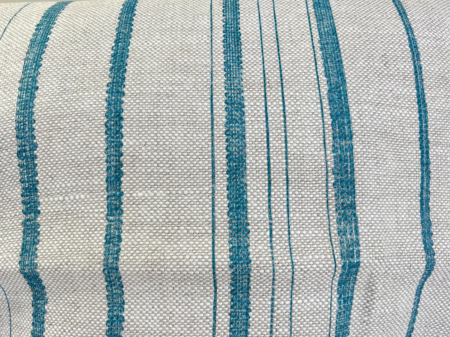Cushions Made In Fermoie Carskiey Single Stripe Luxury Designer Decorative Neutral Bright Blue Linen Cushion Pillow Throw Cover