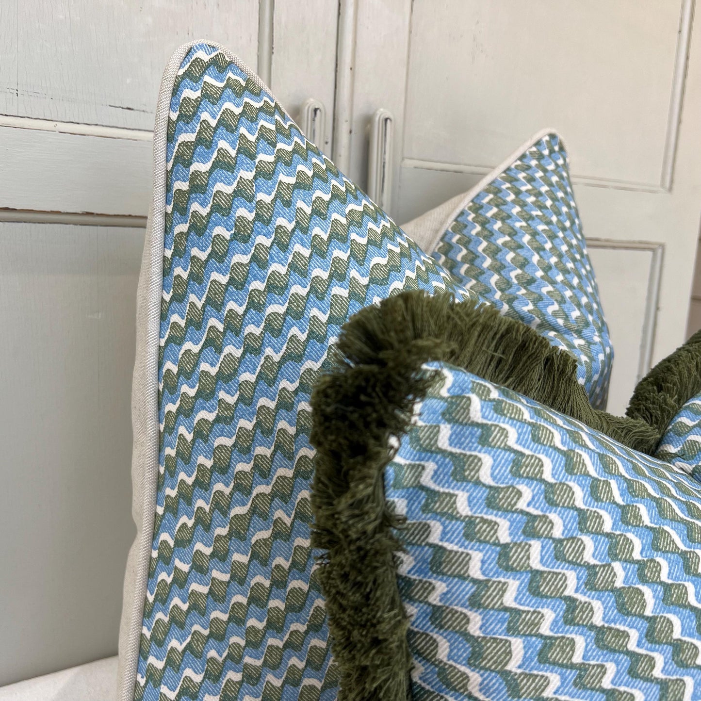 Cushions Made In Fermoie Ruffle Blue Green Cotton Decorative Sofa Throw Pillow Cover