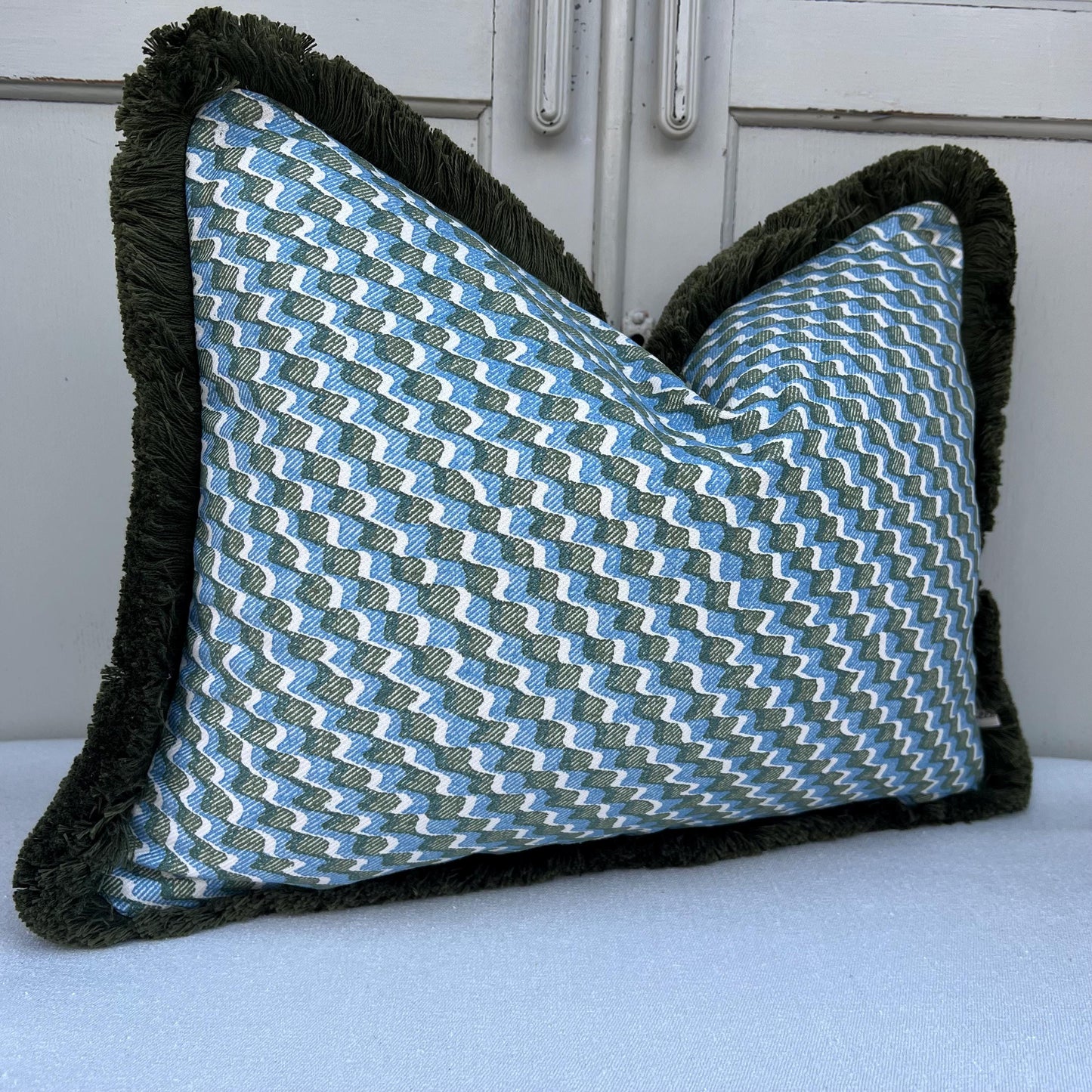 Cushions Made In Fermoie Ruffle Blue Green Cotton Decorative Sofa Throw Pillow Cover