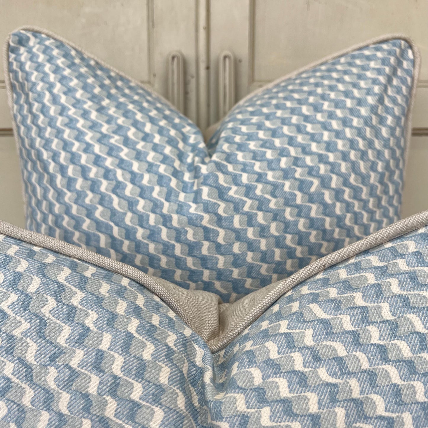 Cushions Made In Fermoie Ruffle Blue Cotton Decorative Sofa Throw Pillow Cover