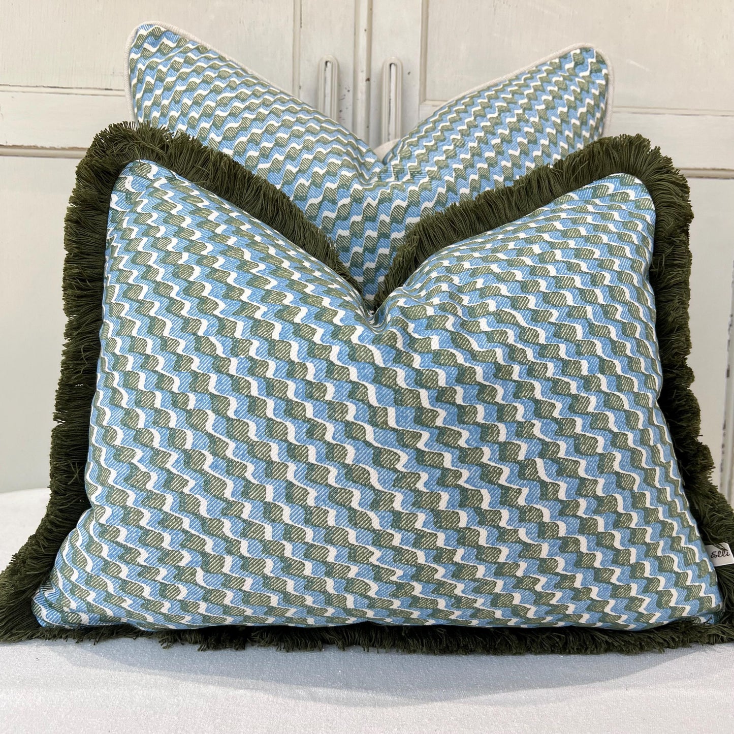 Cushions Made In Fermoie Ruffle Blue Green Cotton Decorative Sofa Throw Pillow Cover