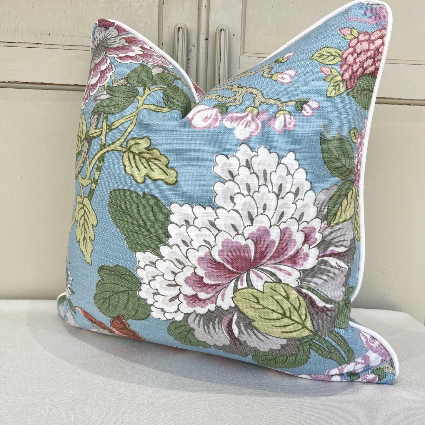 GP & Baker Magnolia Luxury Designer Lilac Blue Green Decorative Cushion Pillow Throw Cover