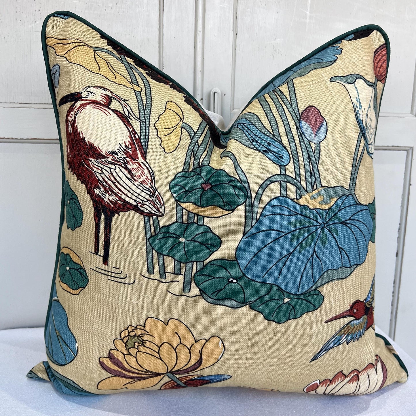 GP & J Baker Nympheus Blue Green Luxury Designer Linen Decorative Cushion Throw Pillow Cover