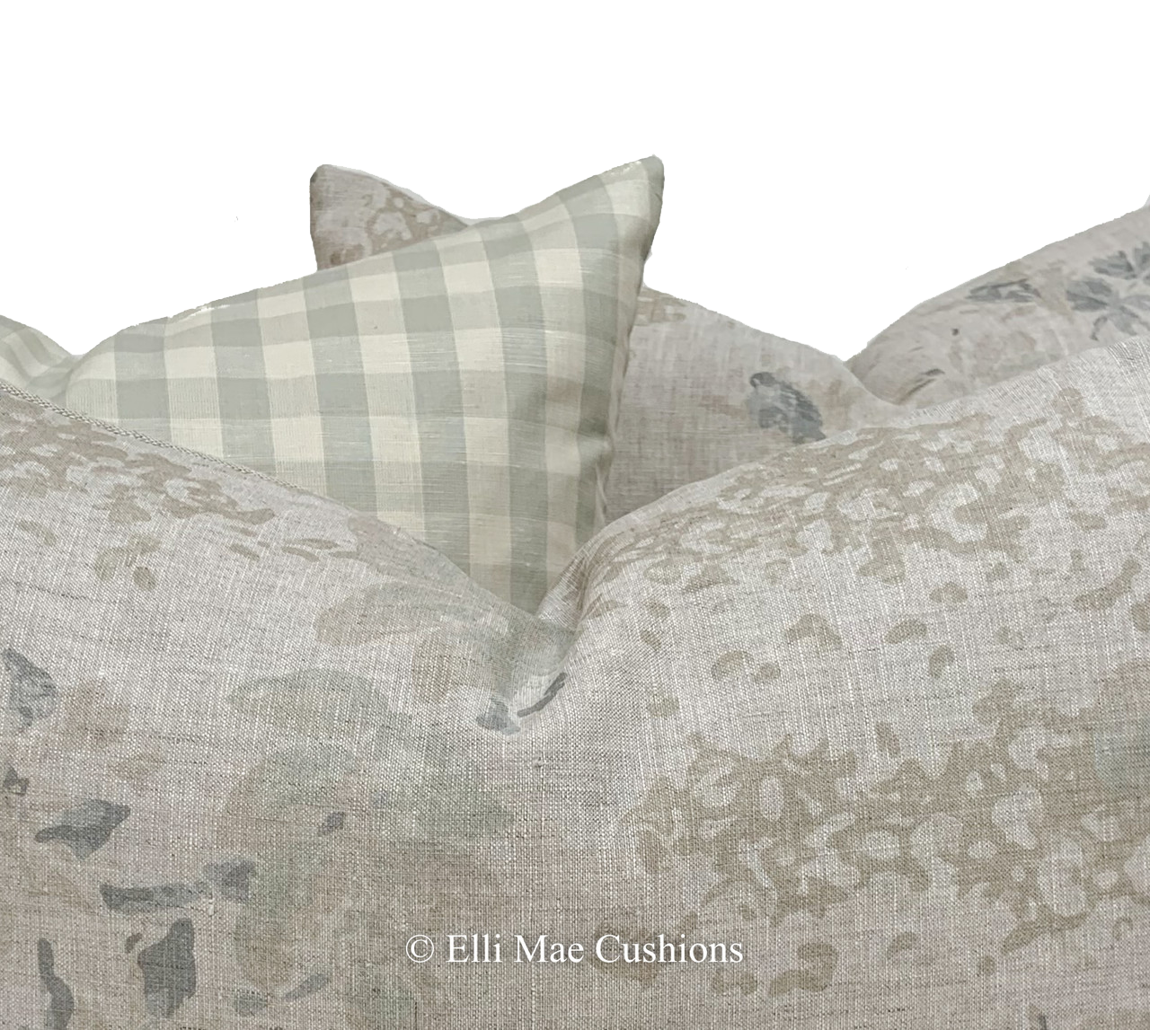 Cabbages and Roses Mary Designer Linen Pale Blue Sage Green Cushion Pillow Cover