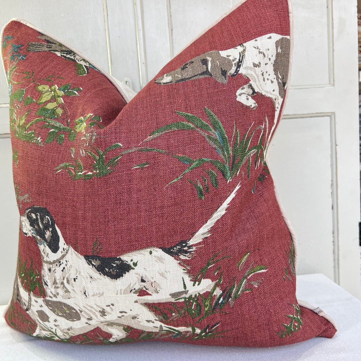 Schumacher Luxury Designer Pointers Burgundy Cushion Pillow Cover