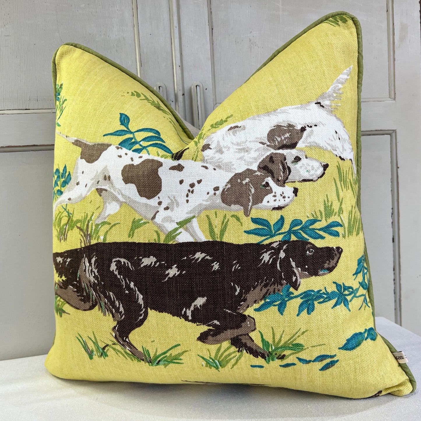 Schumacher Luxury Designer Pointers Yellow Decorative Cushion Pillow Throw Cover