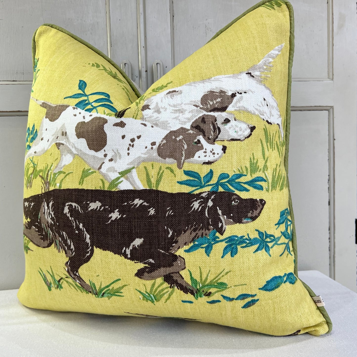 Schumacher Luxury Designer Pointers Yellow Decorative Cushion Pillow Throw Cover