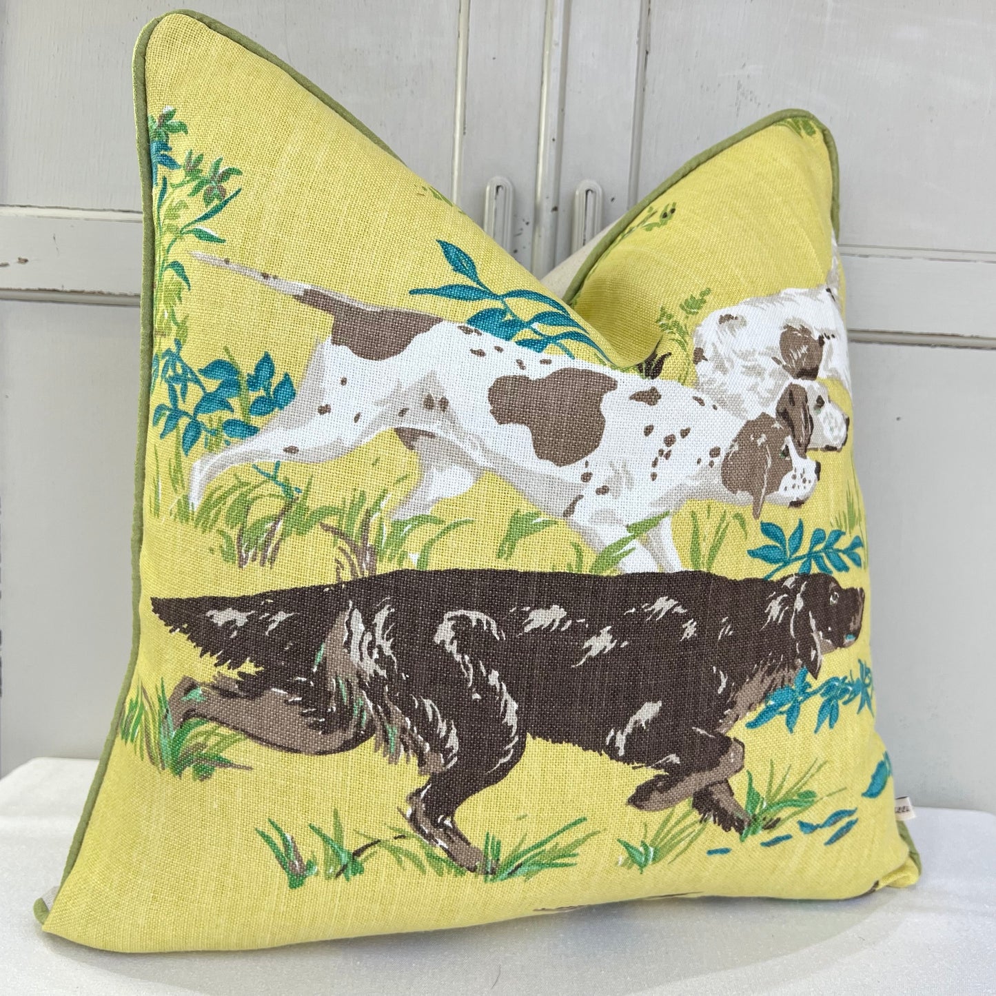 Schumacher Luxury Designer Pointers Yellow Decorative Cushion Pillow Throw Cover