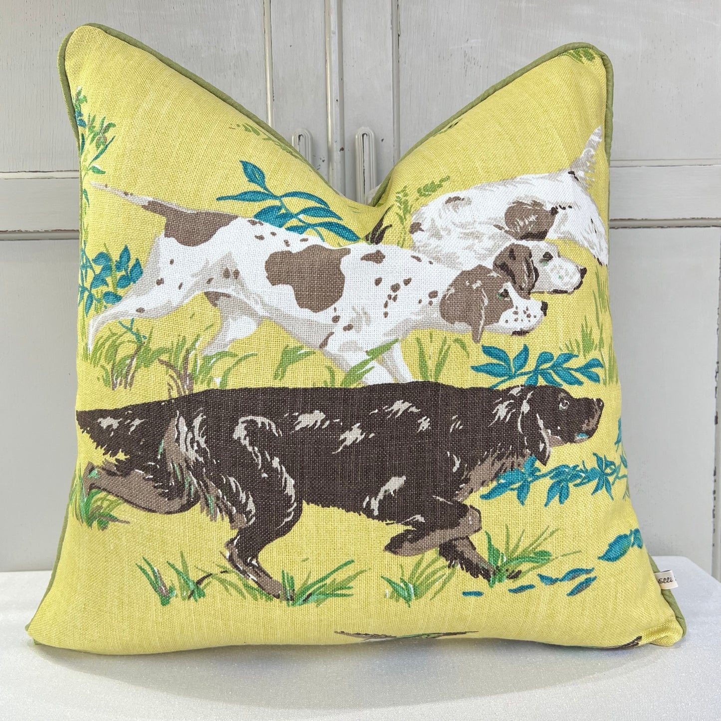 Schumacher Luxury Designer Pointers Yellow Decorative Cushion Pillow Throw Cover