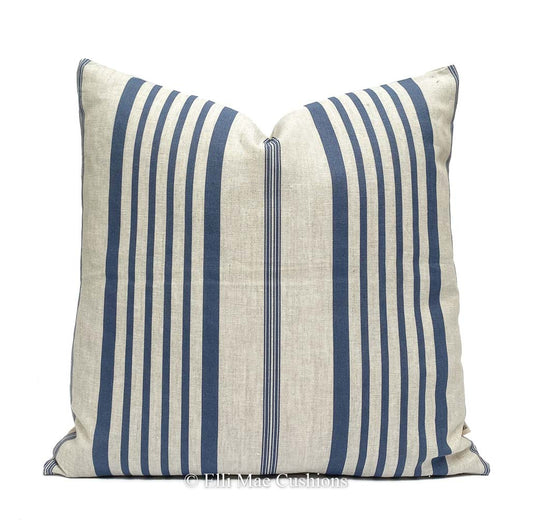 Cabbages and Roses Jolly Stripe Blue  Cushion Cover
