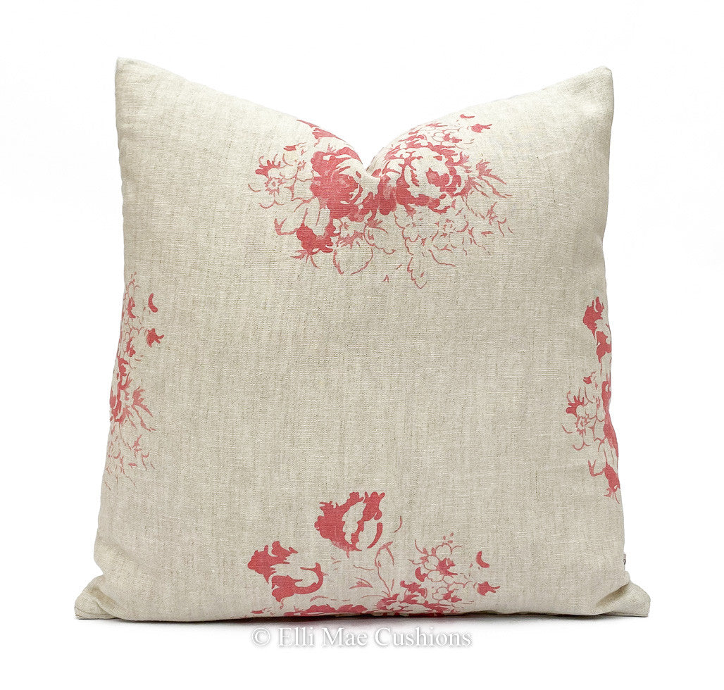 Cabbages and Roses Natural Hatley Raspberry Cushion Pillow Cover