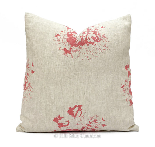 Cabbages and Roses Natural Hatley Raspberry Cushion Pillow Cover
