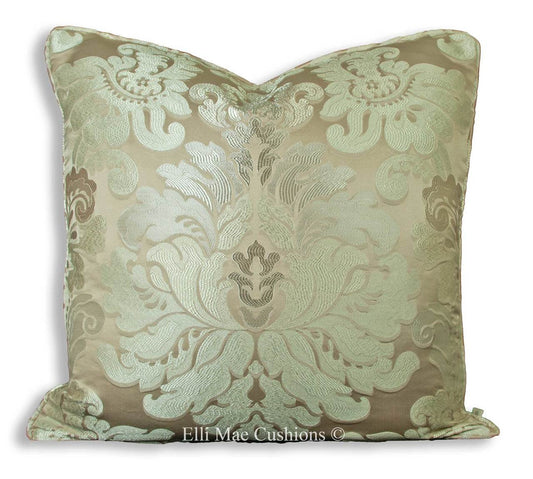 Luxury Designer Oyster Cream Silk Damask Cushion Pillow Throw Cover