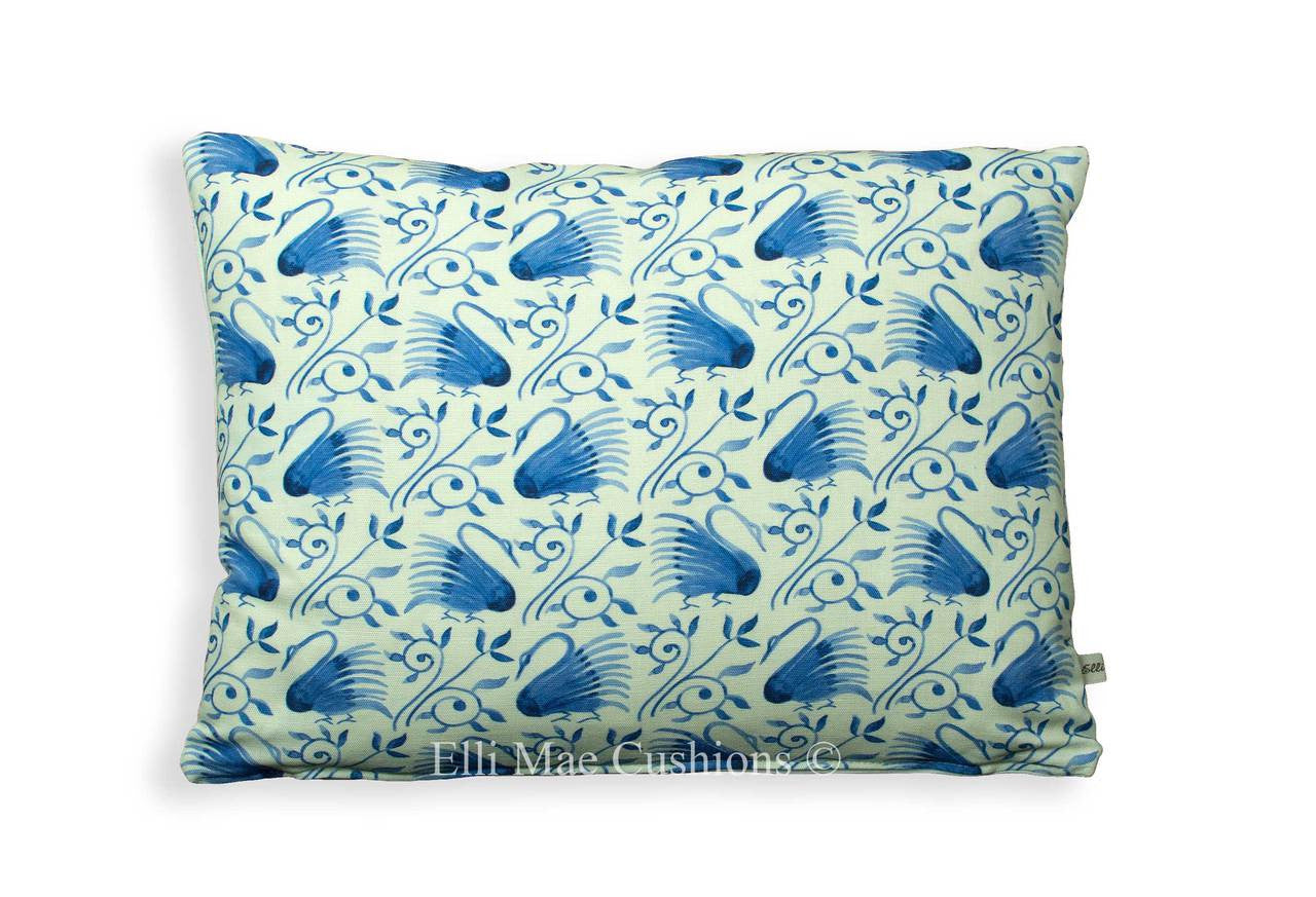 William Morris Swans Fabric BlueLinen Designer Vintage Cushion Cover Sofa Pillow