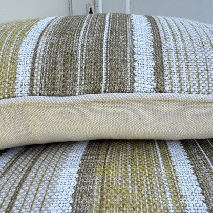 Fermoie Carskiey Broad Stripe Designer Olive Green Linen Cushion Pillow Cover