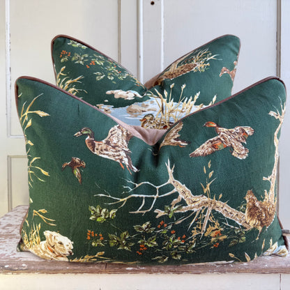 Schumacher Luxury Designer Dog and Duck Verdant Green Cushion Pillow Cover