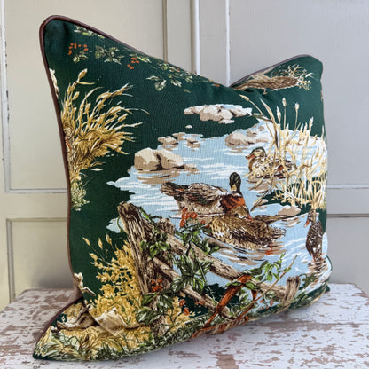 Schumacher Luxury Designer Dog and Duck Verdant Green Cushion Pillow Cover