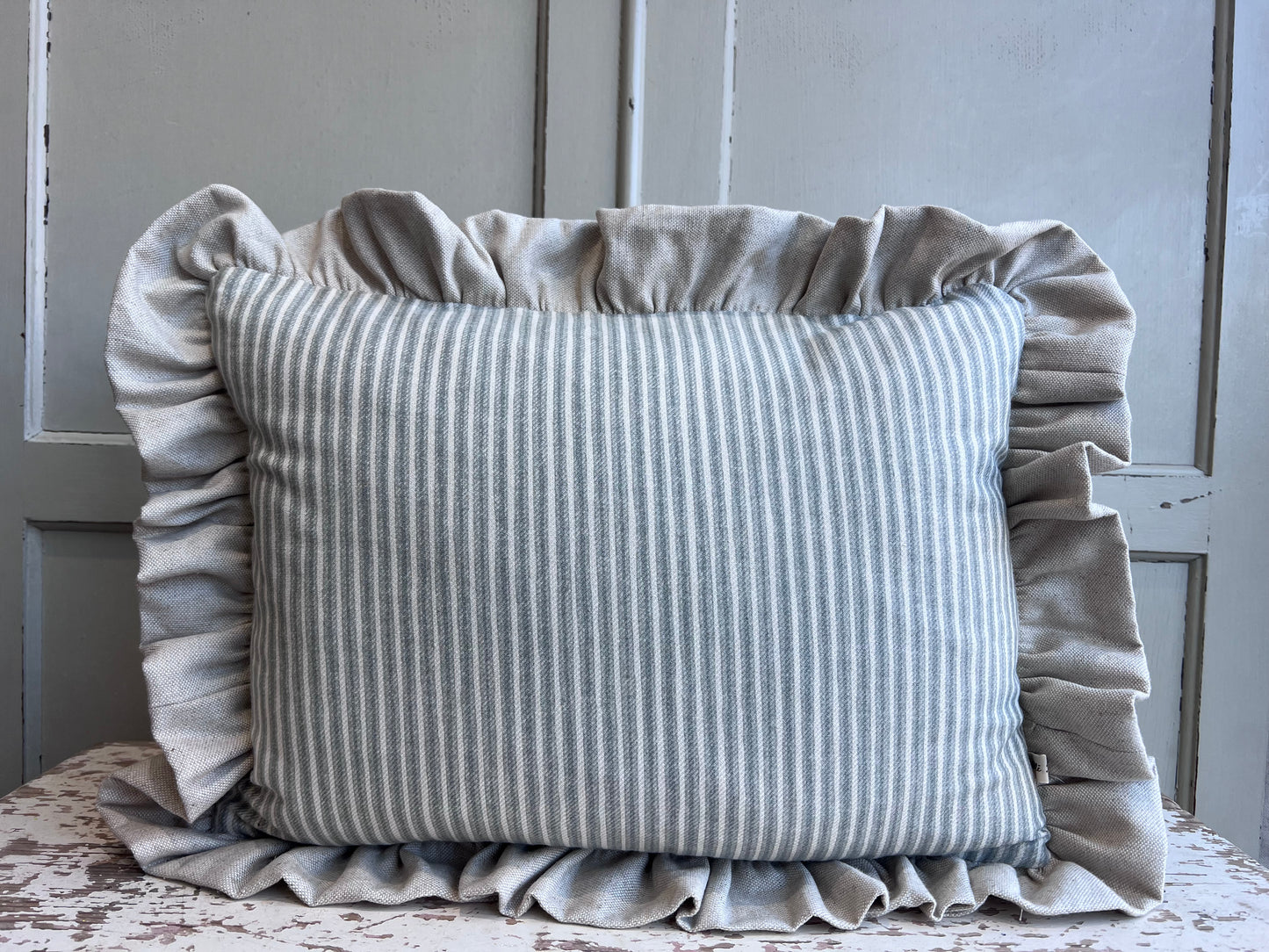 Cushions Made In Fermoie Luxury Designer Poulton Stripe Pale Soft Grey Cushion Pillow Throw Cover