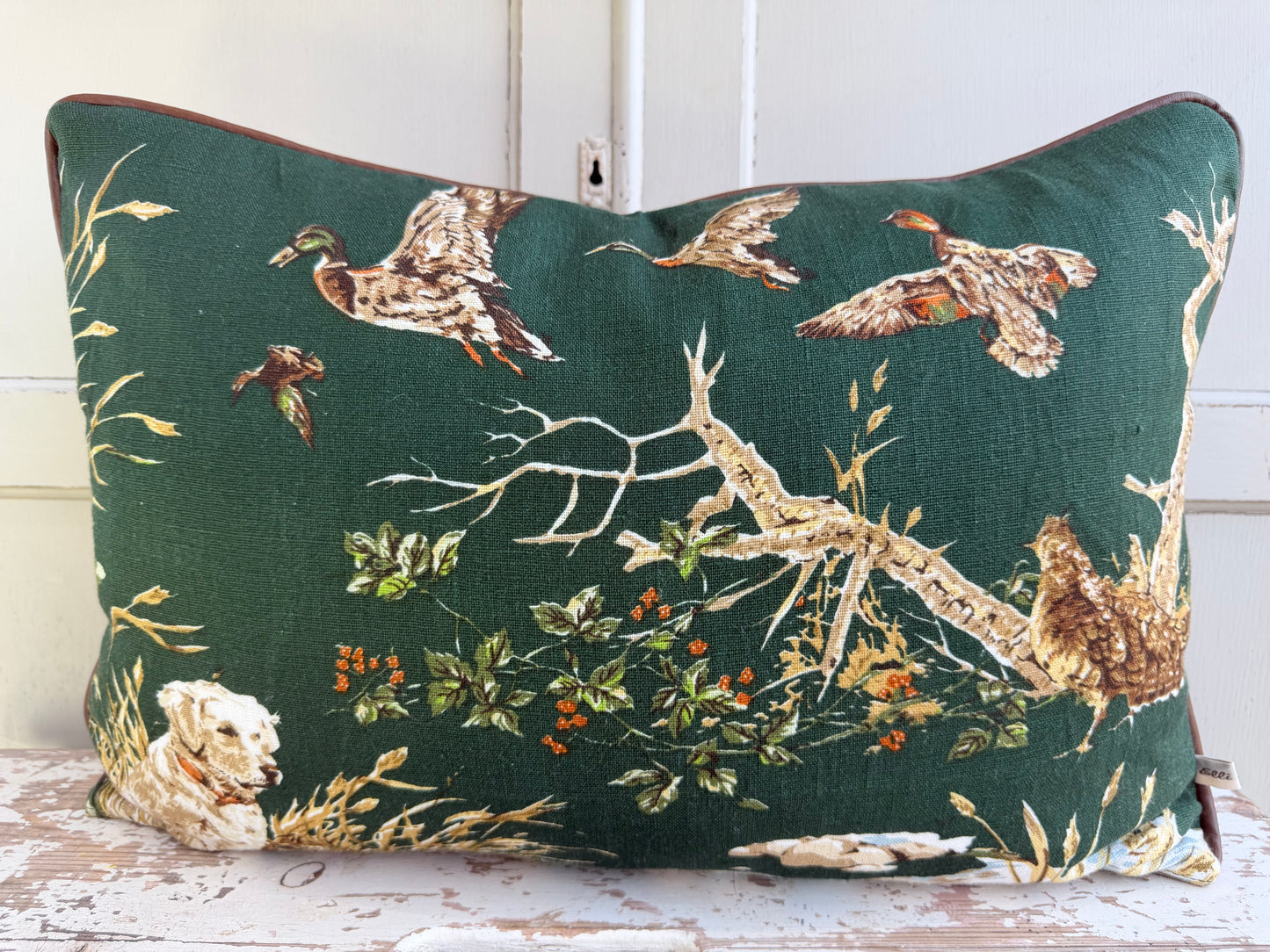 Schumacher Luxury Designer Dog and Duck Verdant Green Cushion Pillow Cover