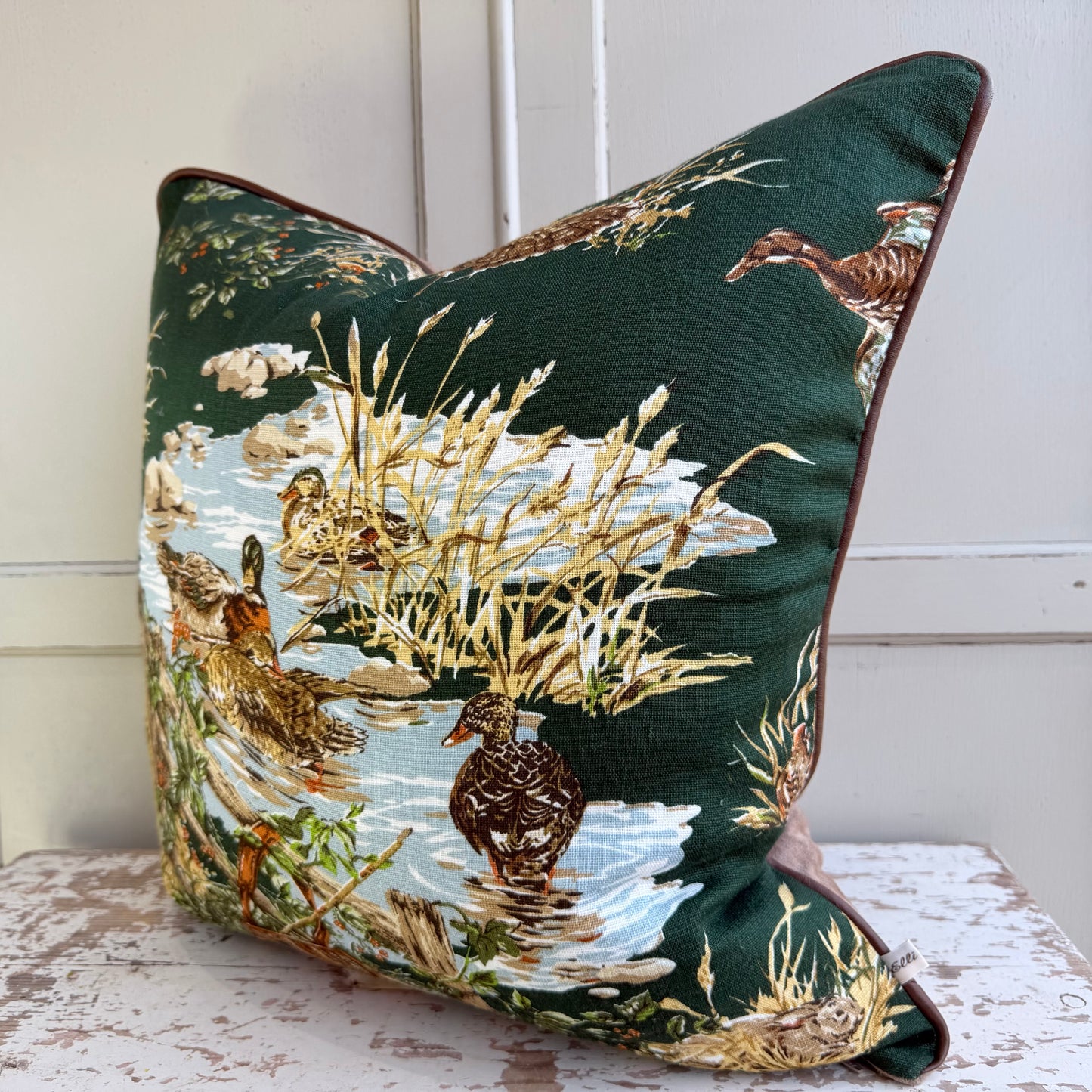 Schumacher Luxury Designer Dog and Duck Verdant Green Cushion Pillow Cover