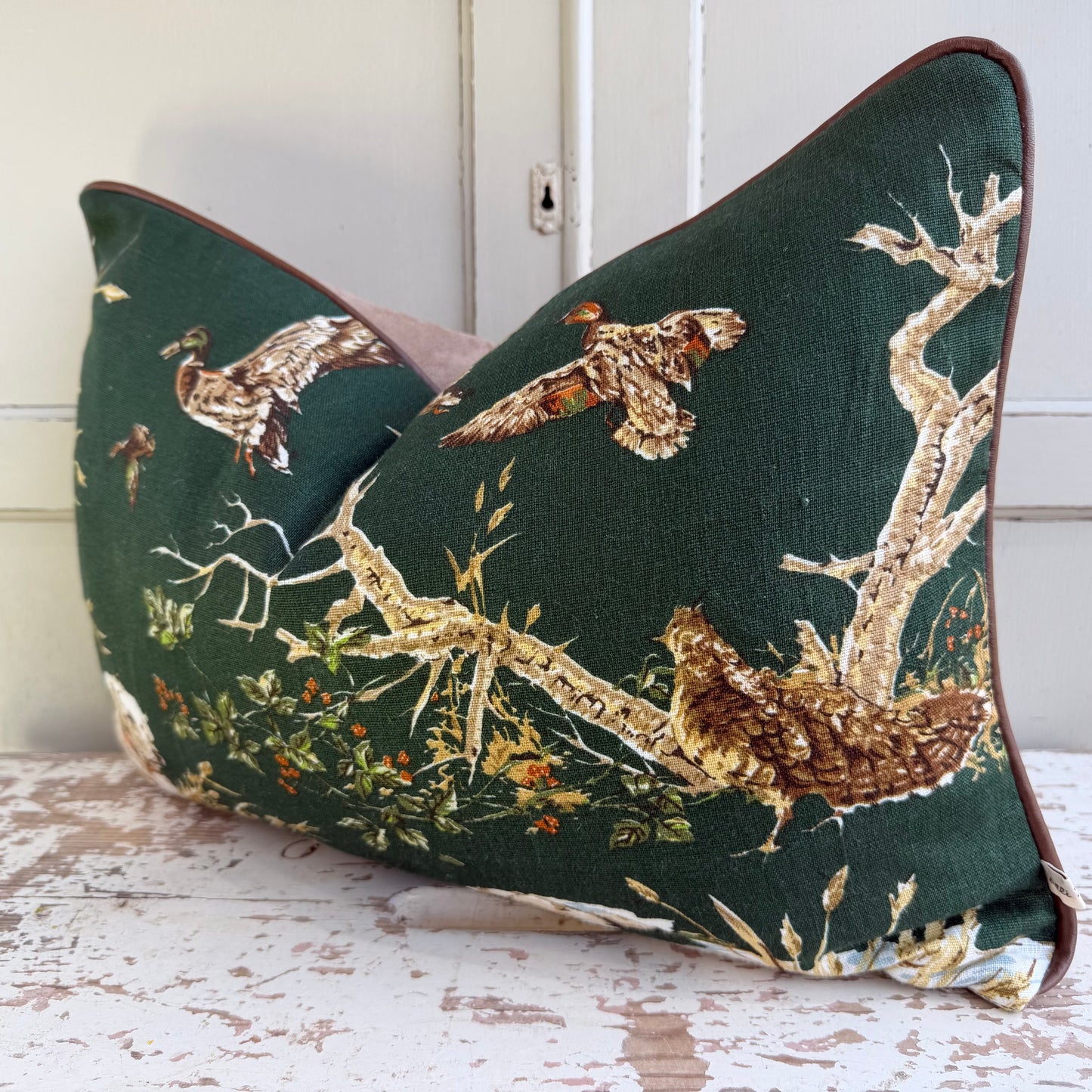 Schumacher Luxury Designer Dog and Duck Verdant Green Cushion Pillow Cover