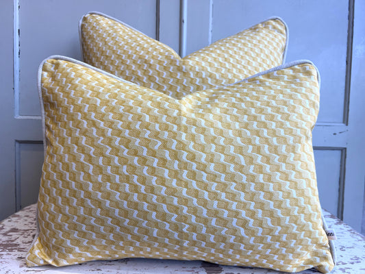 Cushions Made In Fermoie Ruffle Yellow Beige Cotton Decorative Sofa Pillow Cover