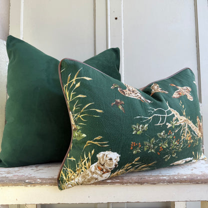 Schumacher Luxury Designer Dog and Duck Verdant Green Cushion Pillow Cover