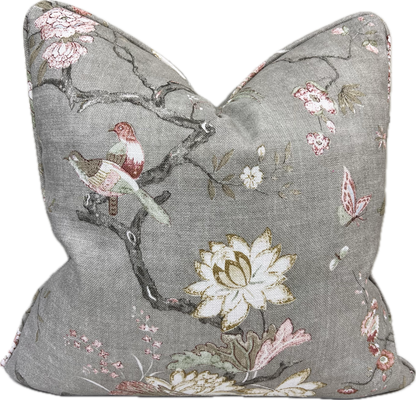 GP & J Baker Oriental Bird Luxury Designer Grey Double Sided Cushion Pillow Cover