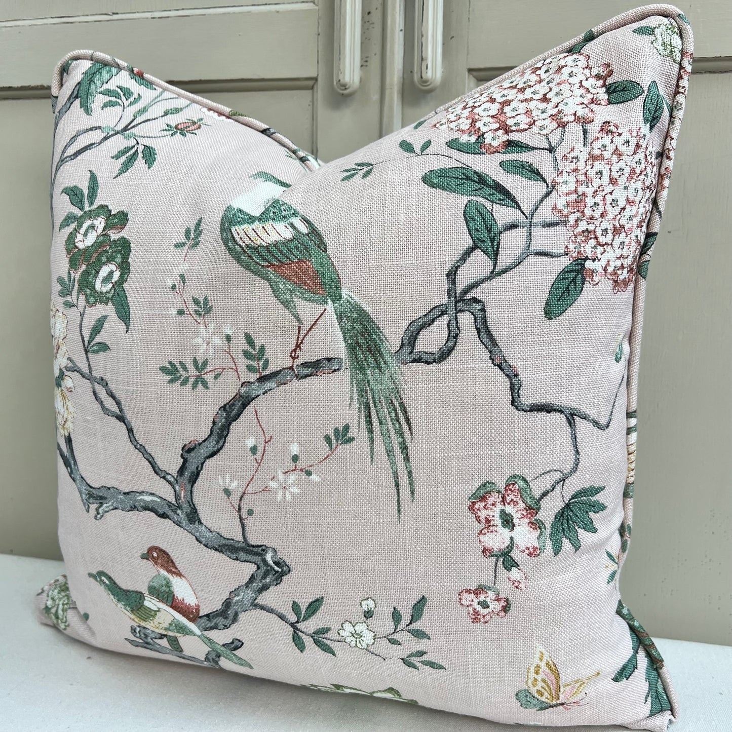GP & J Baker Oriental Bird Luxury Designer Pink Double Sided Cushion Pillow Cover