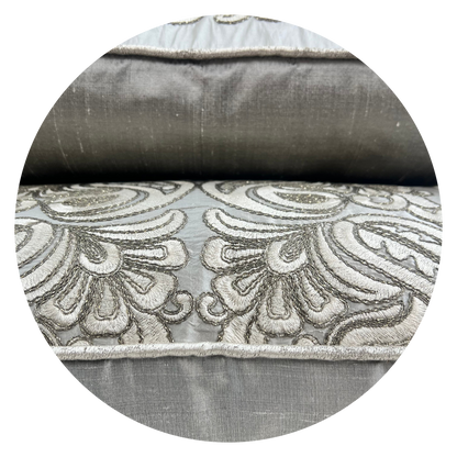 Ardecora Meda Luxury Designer Embroidered Grey Contemporary Silk Fabric Designer Cushion Cover